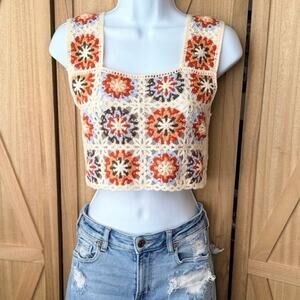 ADORA Crochet Square Motif Crop Top One Size